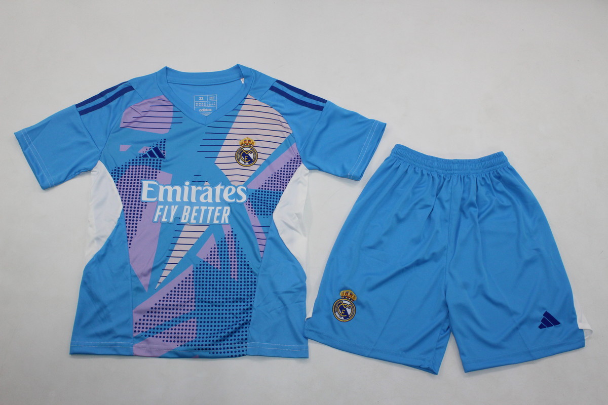 Kids-Real Madrid 24/25 GK Blue Soccer Jersey